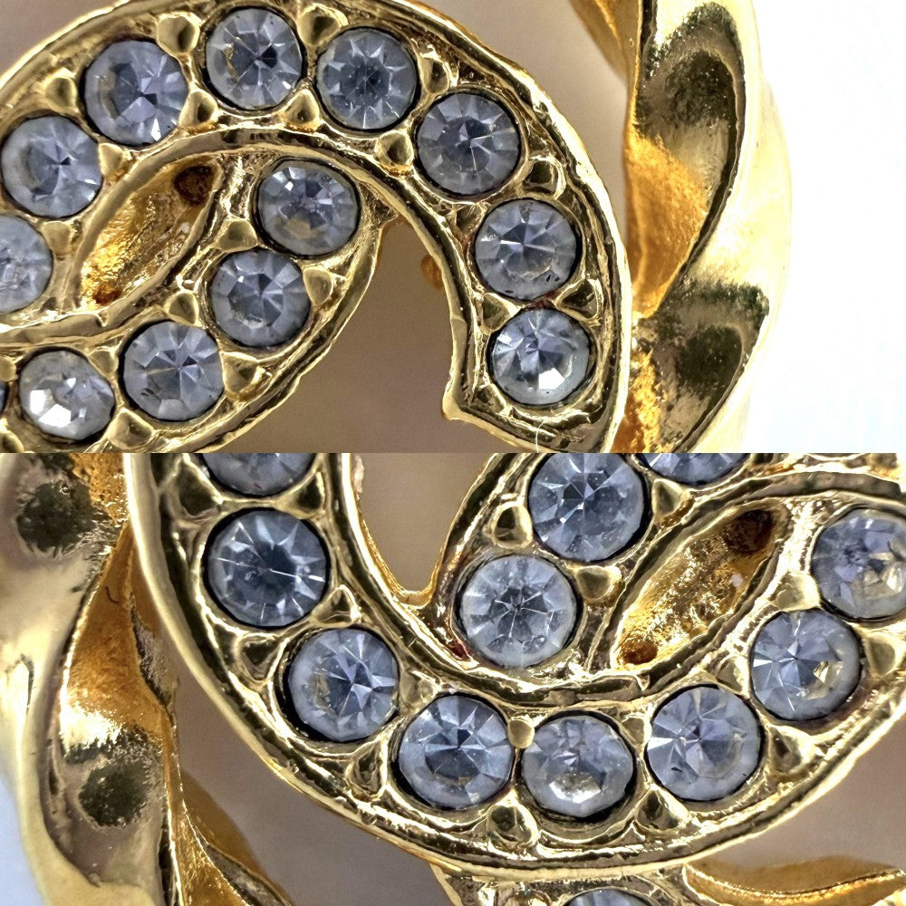 CHANEL シャネル ネックレス ココマーク サークル アクセサリー ヴィンテージ　 チェーン GP ラインストーン ゴールド レディース 約8.0g 1982年【中古品】