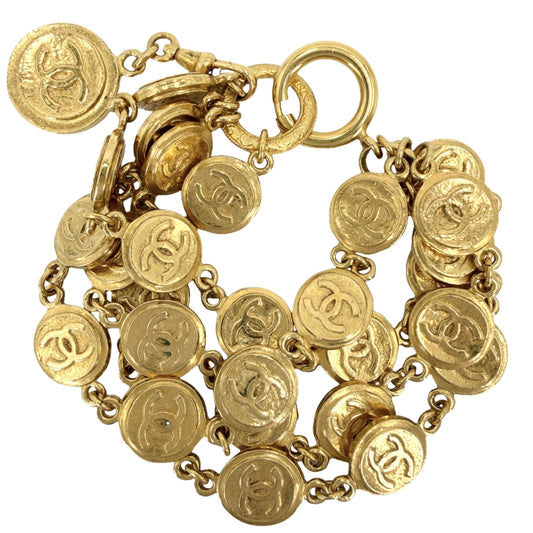 CHANEL シャネル ブレスレット ココマーク ラウンド チェーン アクセサリー ゴールド ヴィンテージ GP レディース 約92.9g【中古品】