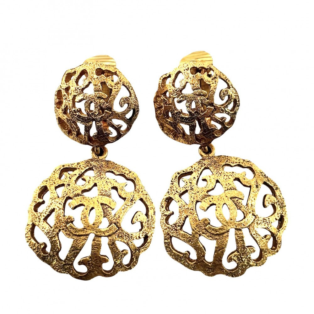 【開店SALE】 CHANEL シャネル イヤリング ココマーク スイング ヴィンテージ ココ アクセサリー GP 2718 ゴールド レディース 約36.7g【中古品】