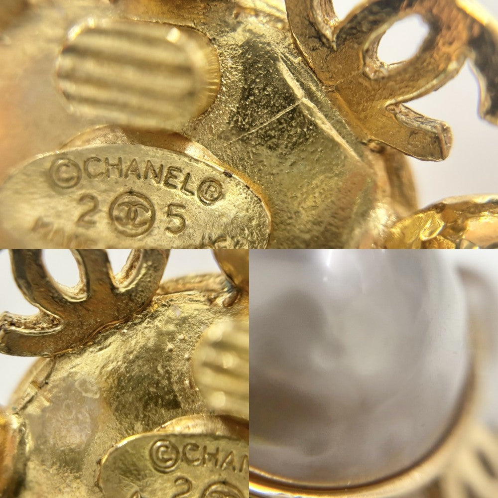 【開店SALE】 CHANEL シャネル イヤリング ココマーク　ココ サークル アクセサリー ヴィンテージ GP フェイクパール 2　5 ゴールド レディース 約42.1g 1990年【中古品】