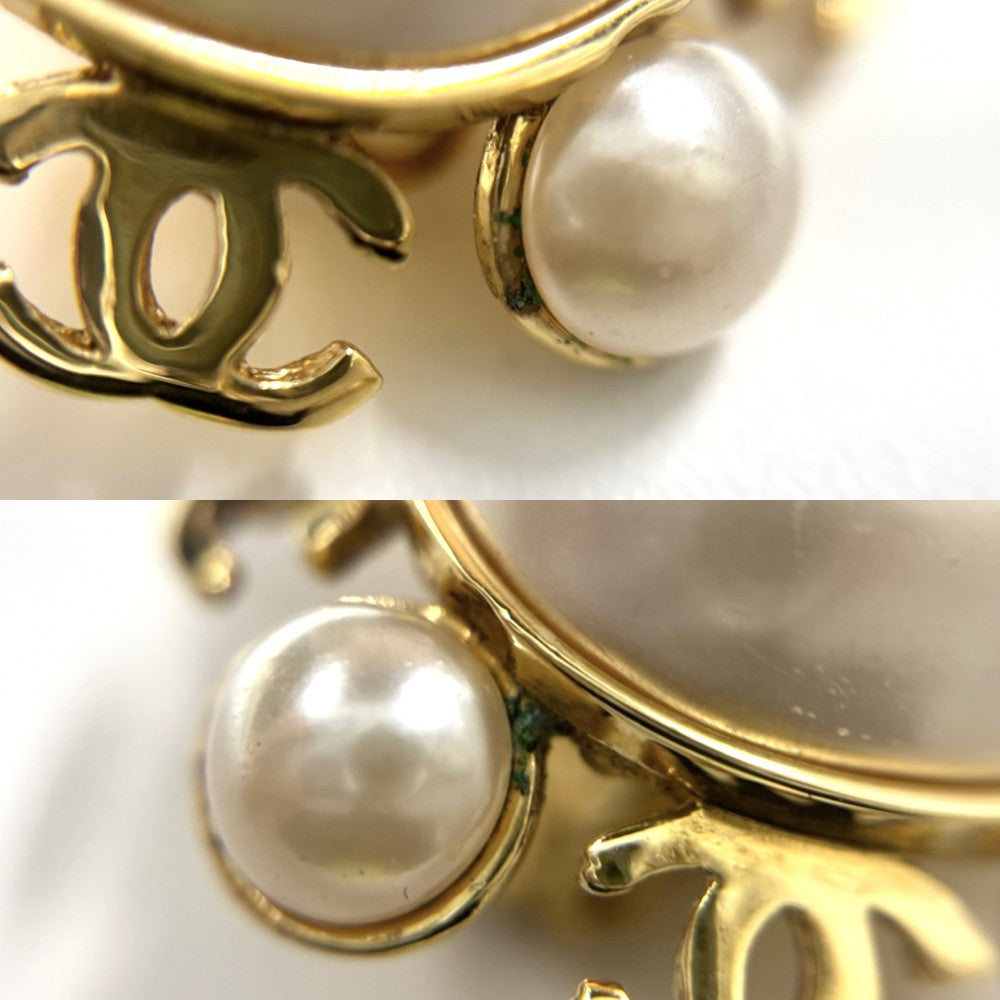 【開店SALE】 CHANEL シャネル イヤリング ココマーク　ココ サークル アクセサリー ヴィンテージ GP フェイクパール 2　5 ゴールド レディース 約42.1g 1990年【中古品】