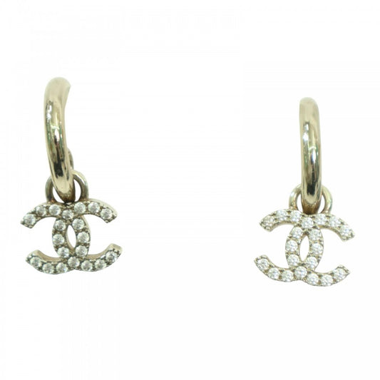 【開店SALE】 CHANEL シャネル ピアス フープ ココマーク アクセサリー スイング ココ ラインストーン B22S ライトゴールド レディース 約9.2g 2022年【中古品】