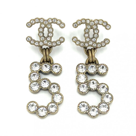 【開店SALE】 CHANEL シャネル ピアス No.5 ココマーク アクセサリー スイング GP ラインストーン B20S レディース 約20.9g 2020年【中古品】
