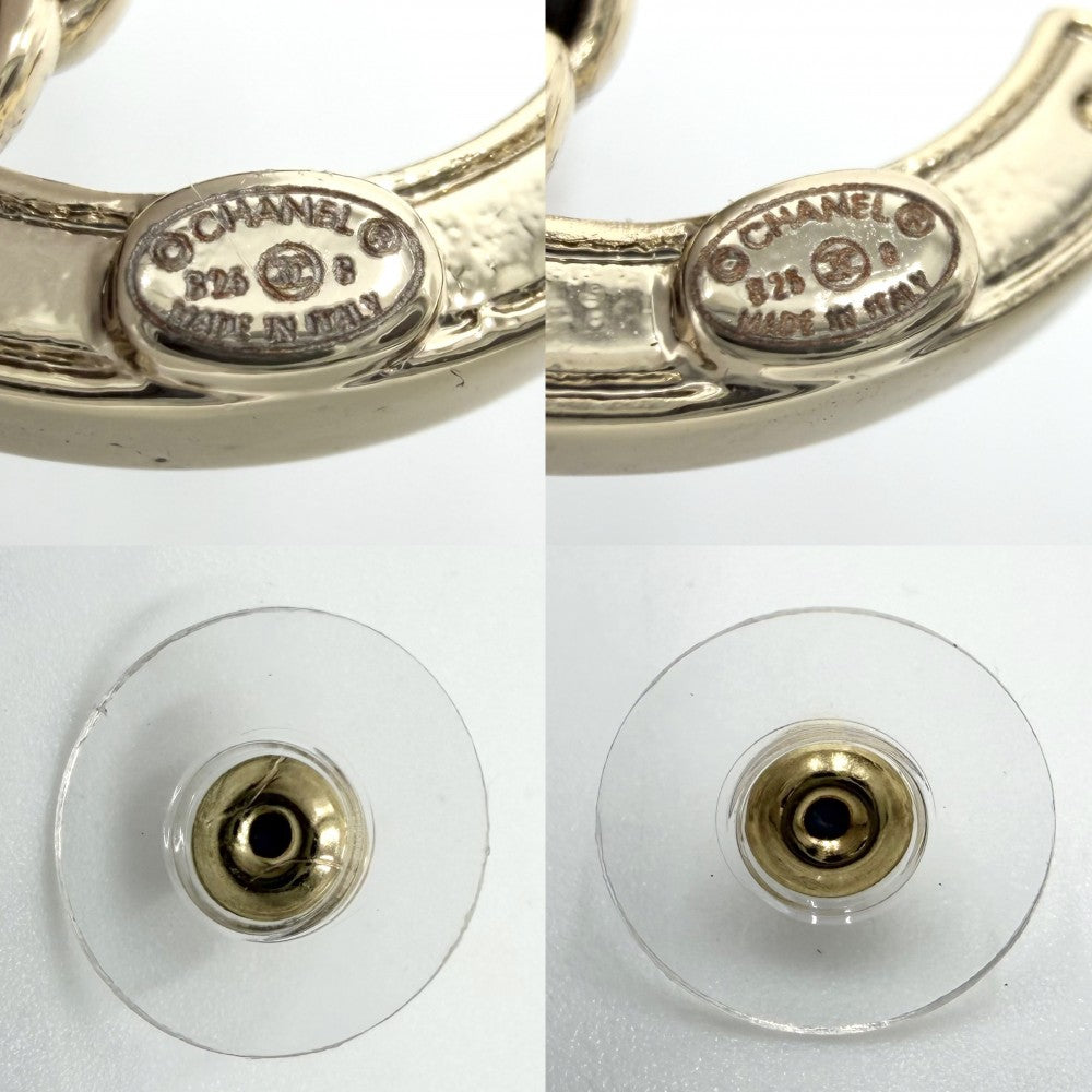 CHANEL シャネル ピアス チェーン ココマーク アクセサリー 25/26AW ラインストーン カーフスキン GP B25B ブラック 黒 レディース 約4.7g 2025年【中古品】