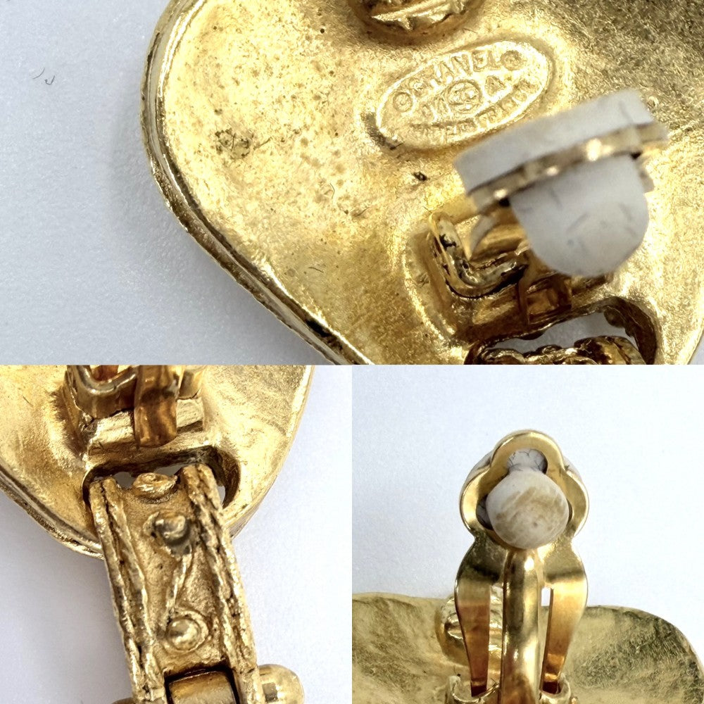 CHANEL シャネル イヤリング ココマーク グリポア ヴィンテージ ココ ヴィンテージ アクセサリー GP カラーストーン 94A ゴールド レッド 赤 レディース 約31.7g 1994年【中古品】