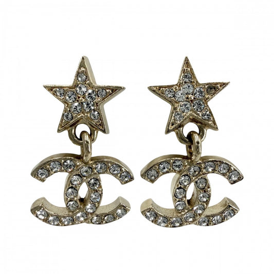 CHANEL シャネル ピアス ココマーク スイング アクセサリー スター 星 GP ラインストーン ABB278 F23A ゴールド レディース 約4.1g 2023年【中古品】
