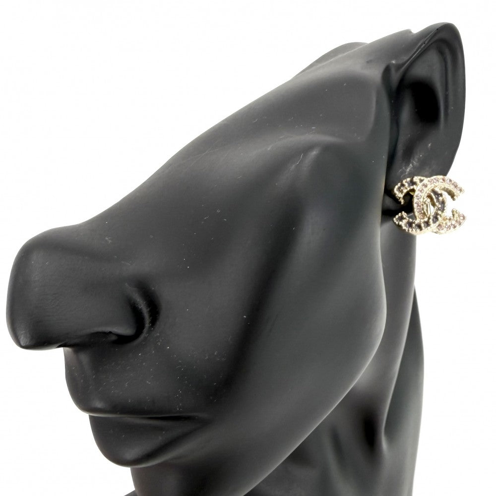 CHANEL シャネル イヤリング ココマーク アクセサリー ラインストーン A12C ピンク グレー レディース 約9.7g 2012年【中古品】