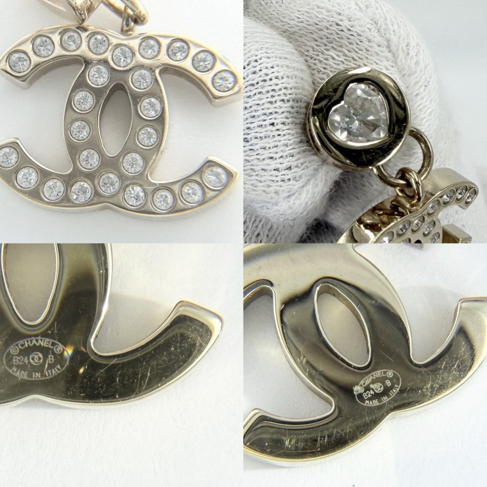 【開店SALE】 CHANEL シャネル ピアス ココマーク スイング アクセサリー ハート GP ラインストーン B24B ゴールド レディース 約10.7g 2024年【中古品】