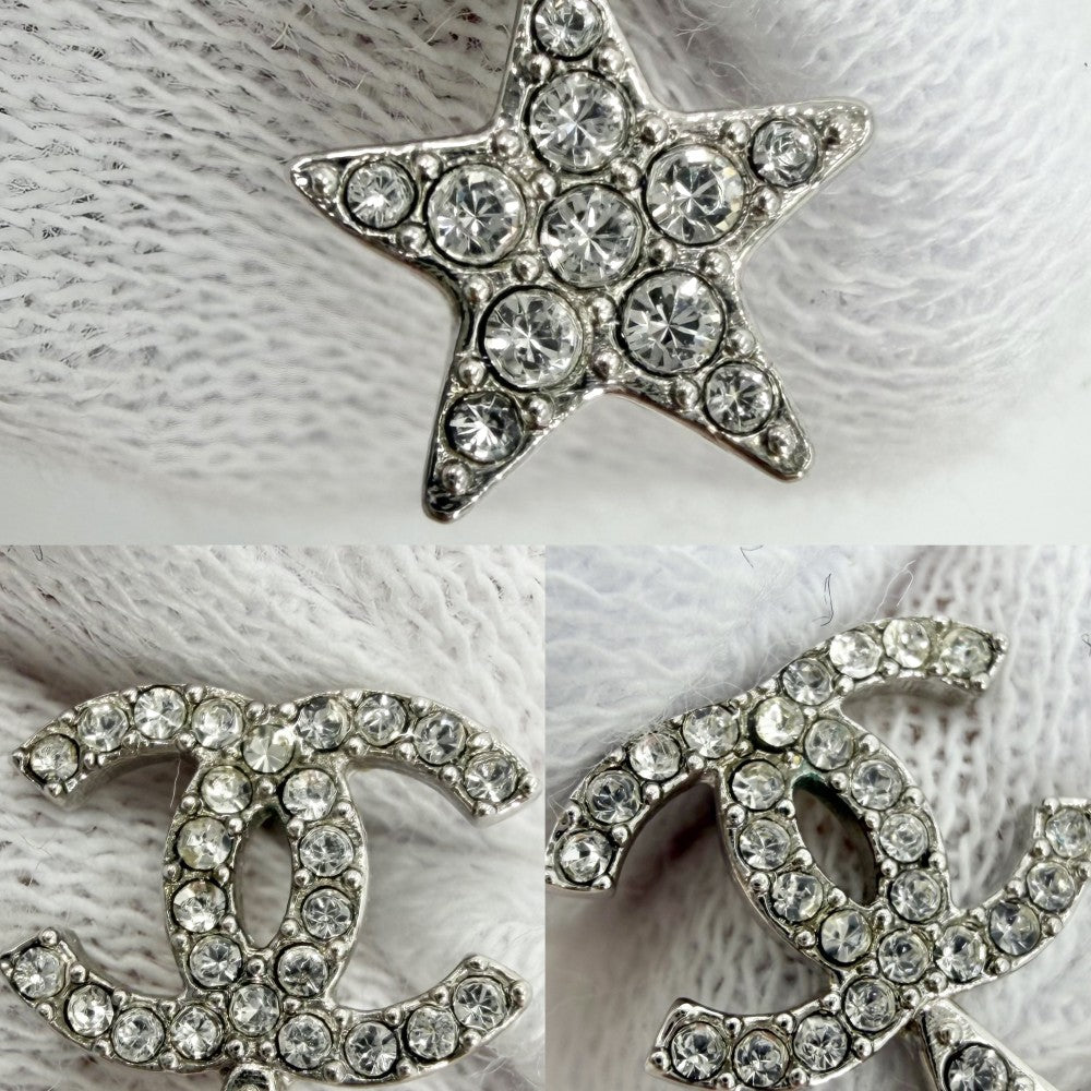 CHANEL シャネル ピアス ココマーク 星 アクセサリー スター ラインストーン B20P シルバー レディース 約2.3g 2020年【中古品】