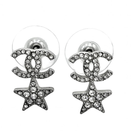 CHANEL シャネル ピアス ココマーク 星 アクセサリー スター ラインストーン B20P シルバー レディース 約2.3g 2020年【中古品】