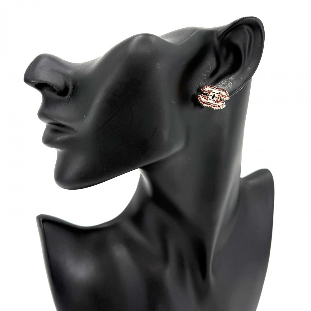 CHANEL シャネル ピアス ココマーク アクセサリー ラインストーン GP 03A ゴールド レッド 赤 レディース 約5.6g 2003年【中古品】