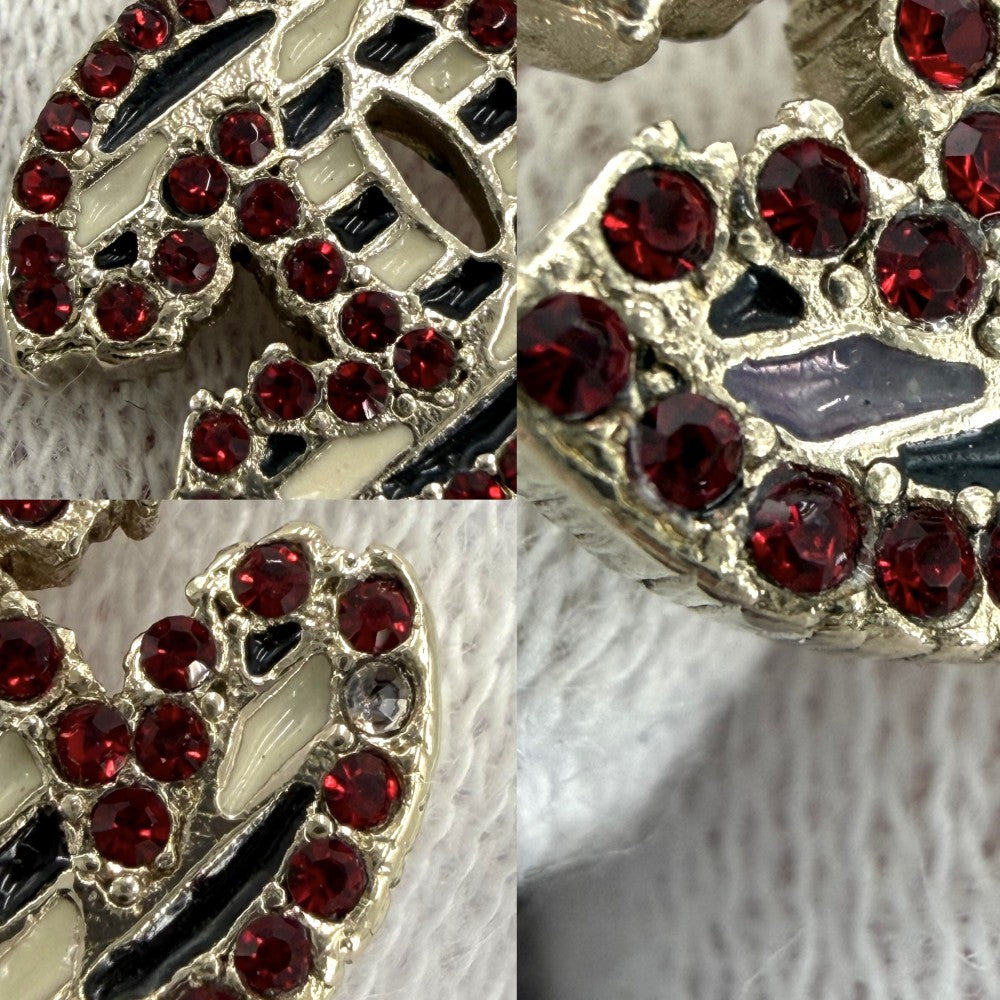 CHANEL シャネル ピアス ココマーク アクセサリー ラインストーン GP 03A ゴールド レッド 赤 レディース 約5.6g 2003年【中古品】