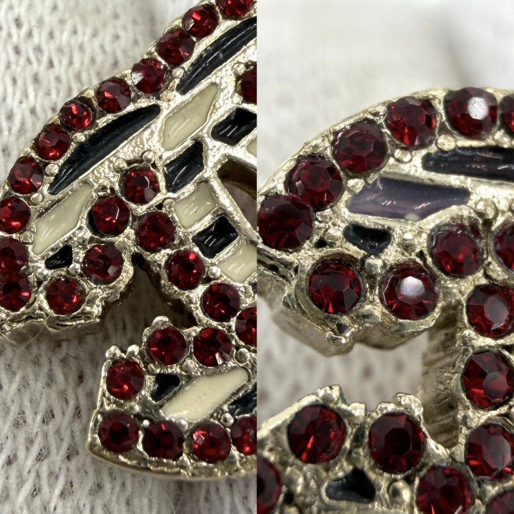 CHANEL シャネル ピアス ココマーク アクセサリー ラインストーン GP 03A ゴールド レッド 赤 レディース 約5.6g 2003年【中古品】
