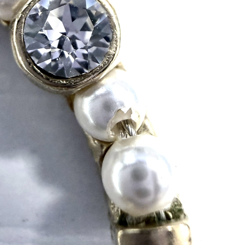 CHANEL シャネル ピアス ココマーク アクセサリー GP フェイクパール ラインストーン F20C ゴールド ホワイト 白 レディース 約20.6g 2020年【中古品】