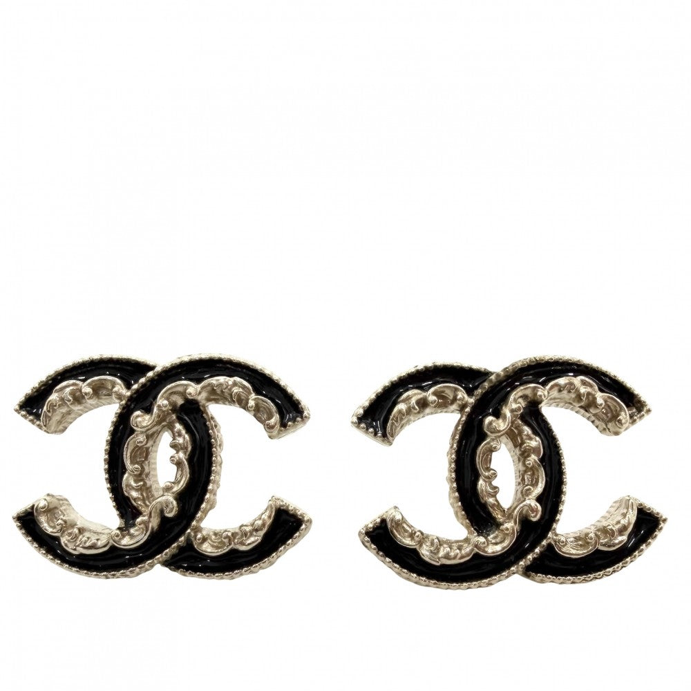 【開店SALE】 CHANEL シャネル ピアス ココマーク アクセサリー GP B15V ゴールド ブラック 黒 レディース 約7.2g 2015年【中古品】