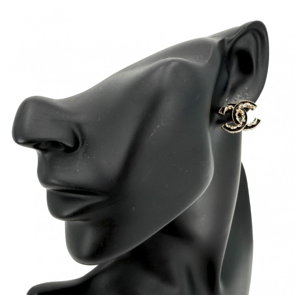【開店SALE】 CHANEL シャネル ピアス ココマーク アクセサリー GP B15V ゴールド ブラック 黒 レディース 約7.2g 2015年【中古品】