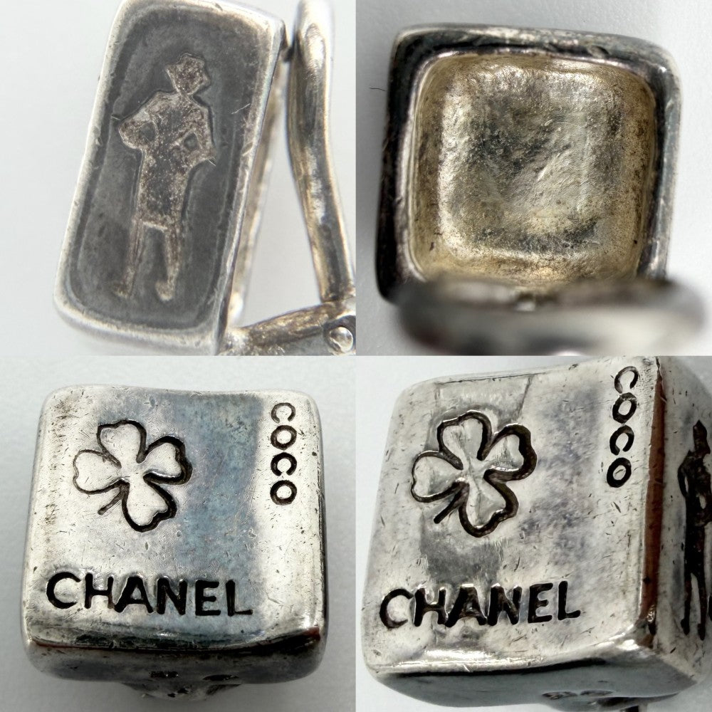 CHANEL シャネル イヤリング スクエア クローバー アクセサリー マドモアゼル ジュエリー シルバー925 シルバー レディース 約9.3g【中古品】
