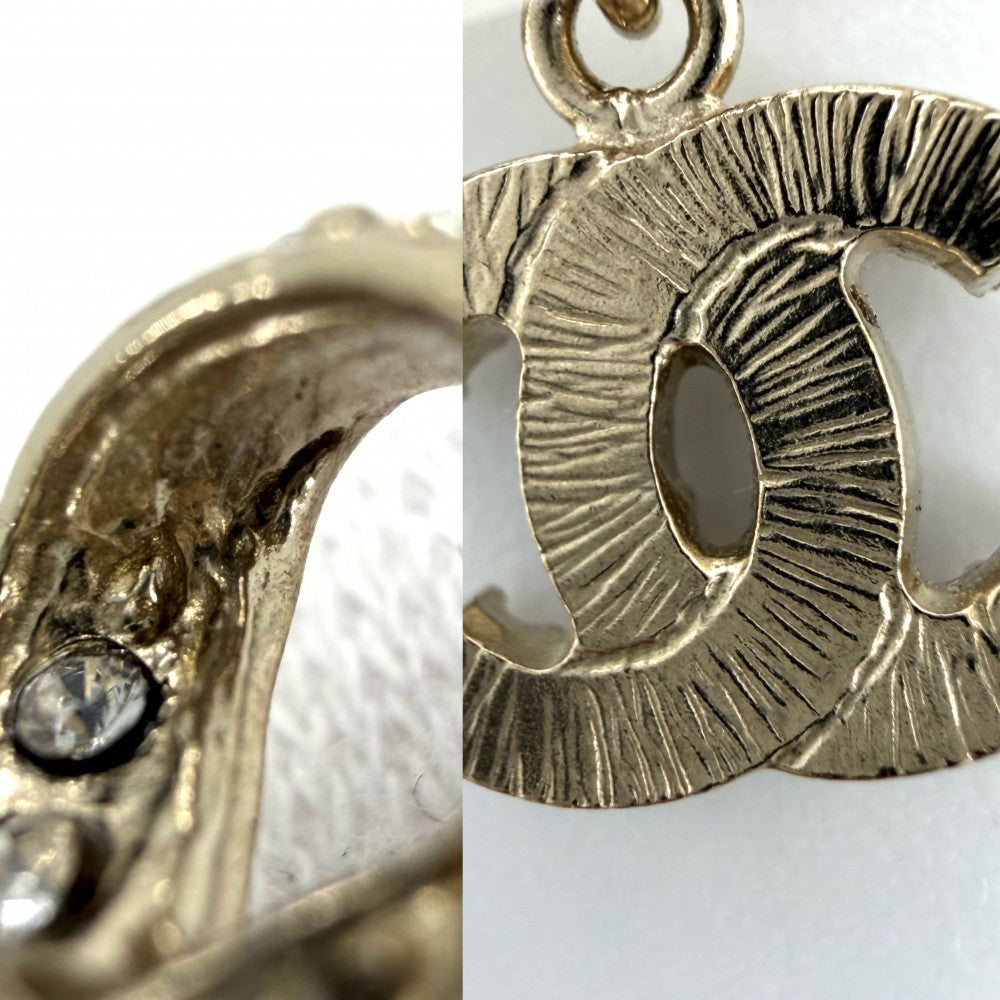 CHANEL シャネル ピアス リボン ココマーク アクセサリー スイング GP ラインストーン B14P ゴールド レディース 約5.7g 2014年【中古品】