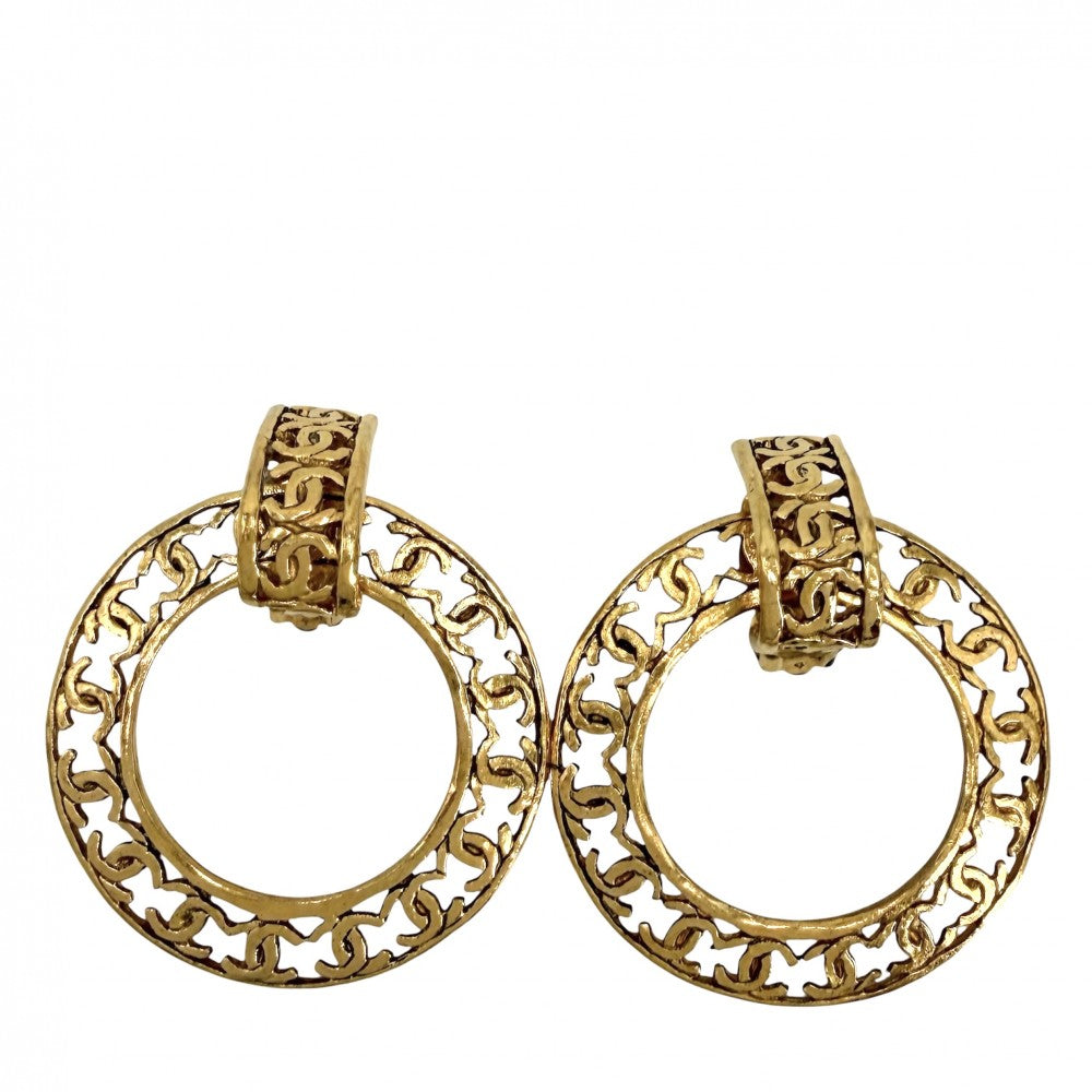CHANEL シャネル イヤリング ココマーク アクセサリー ヴィンテージ ラウンド GP 2 5 ゴールド レディース 約31.1g 1990年【中古品】