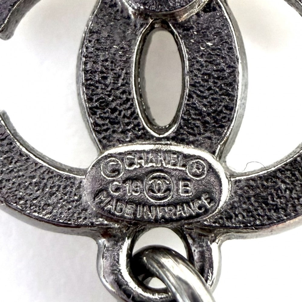 CHANEL シャネル ピアス ココマーク アクセサリー スイング ラインストーン C19B シルバー レディース 約5.4g 2019年【中古品】