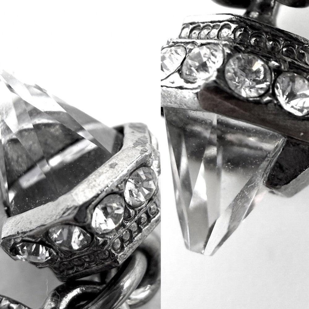 CHANEL シャネル ピアス ココマーク アクセサリー スイング ラインストーン C19B シルバー レディース 約5.4g 2019年【中古品】