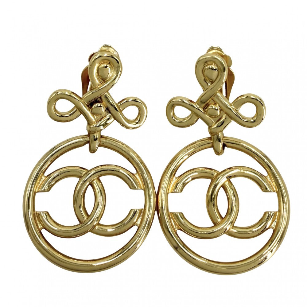 CHANEL シャネル イヤリング ココマーク アクセサリー ヴィンテージ スイング ラウンド GP ゴールド レディース 約34.6g【中古品】