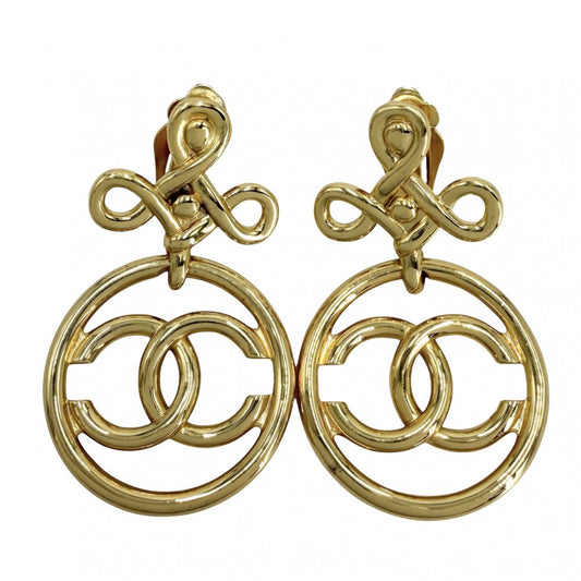 CHANEL シャネル イヤリング ココマーク アクセサリー ヴィンテージ スイング ラウンド GP ゴールド レディース 約34.6g【中古品】