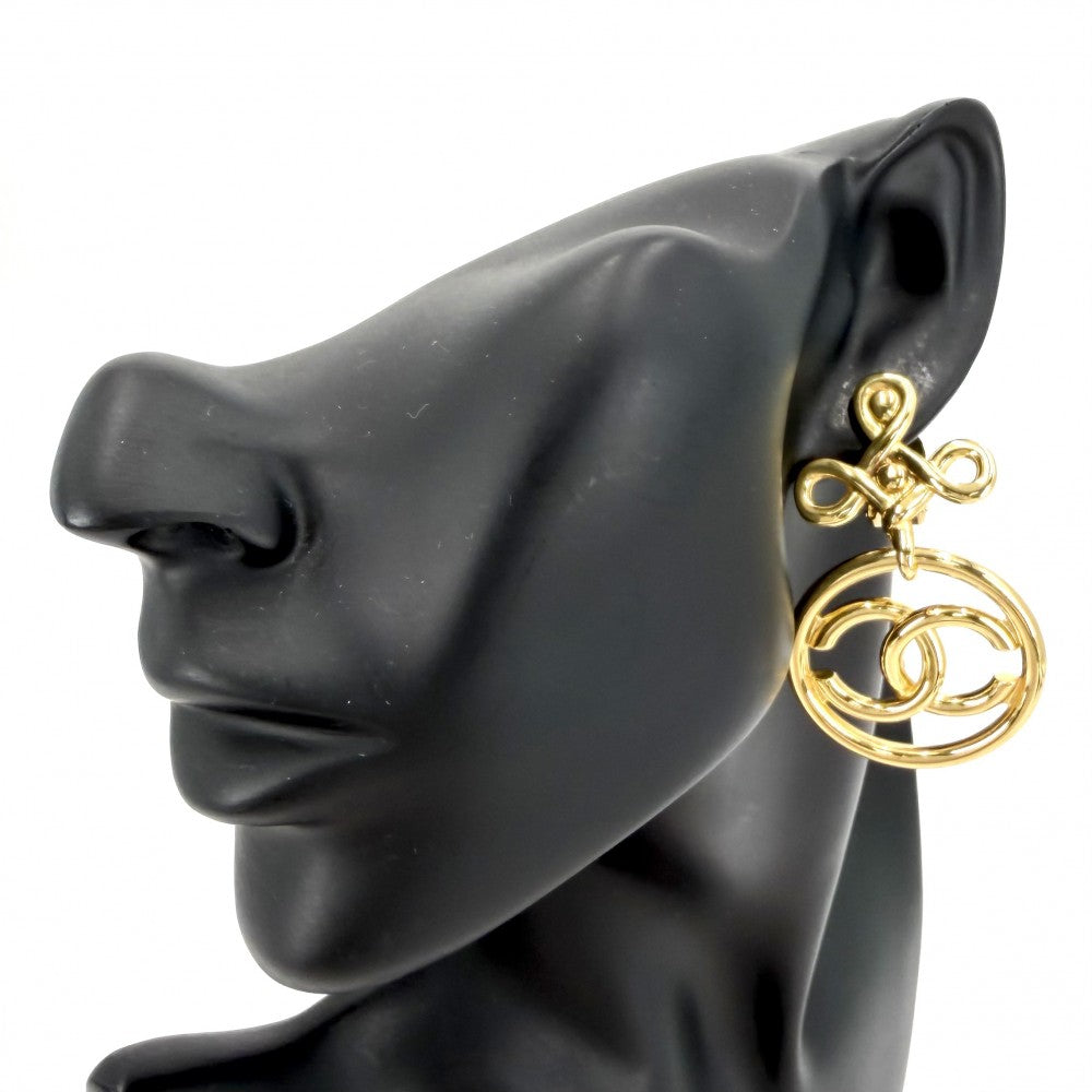 CHANEL シャネル イヤリング ココマーク アクセサリー ヴィンテージ スイング ラウンド GP ゴールド レディース 約34.6g【中古品】