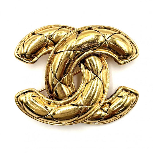 CHANEL シャネル ブローチ マトラッセ ココマーク アクセサリー ココ ヴィンテージ GP ゴールド レディース 約19.3g【中古品】