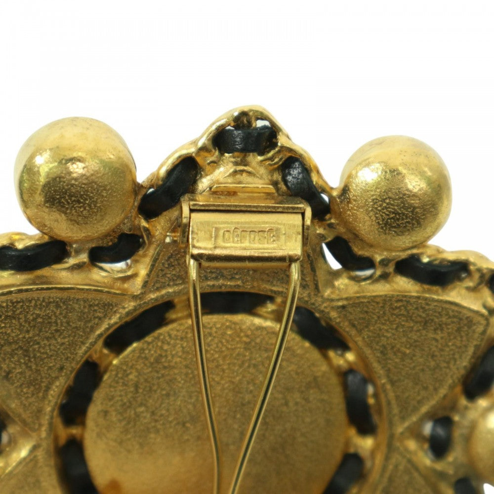 【開店SALE】 CHANEL シャネル ブローチ グリポア ストーン ココマーク ヴィンテージ ココ アクセサリー GP レザー 95A ゴールド マルチカラー レディース 約76.5g 1995年【中古品】