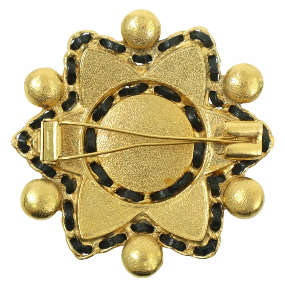 【開店SALE】 CHANEL シャネル ブローチ グリポア ストーン ココマーク ヴィンテージ ココ アクセサリー GP レザー 95A ゴールド マルチカラー レディース 約76.5g 1995年【中古品】