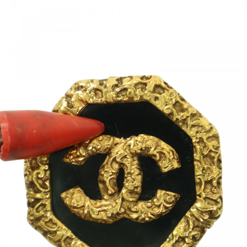 CHANEL シャネル ブローチ ココマーク 溶岩 マグマ アクセサリー ヴィンテージ GP 93A ゴールド ブラック 黒 レディース 約24.3g 1993年【中古品】