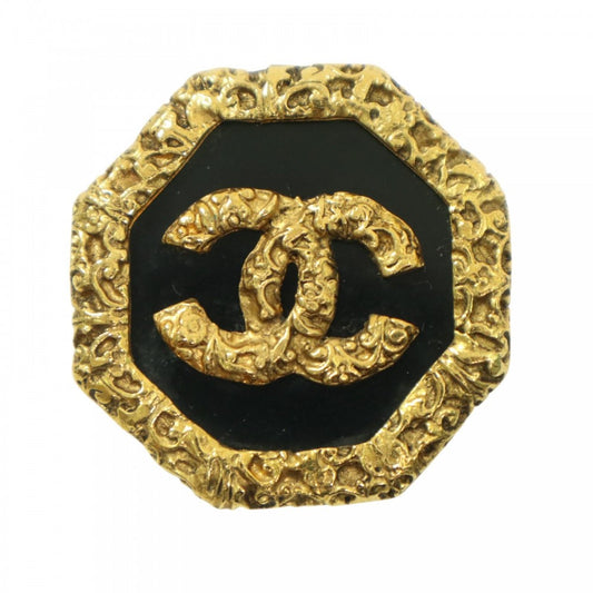 【開店SALE】 CHANEL シャネル ブローチ ココマーク 溶岩 マグマ アクセサリー ヴィンテージ GP 93A ゴールド ブラック 黒 レディース 約24.3g 1993年【中古品】