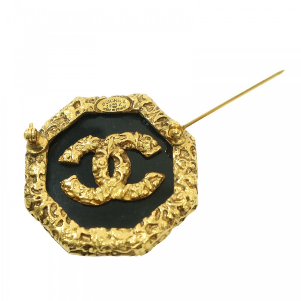 CHANEL シャネル ブローチ ココマーク 溶岩 マグマ アクセサリー ヴィンテージ GP 93A ゴールド ブラック 黒 レディース 約24.3g 1993年【中古品】