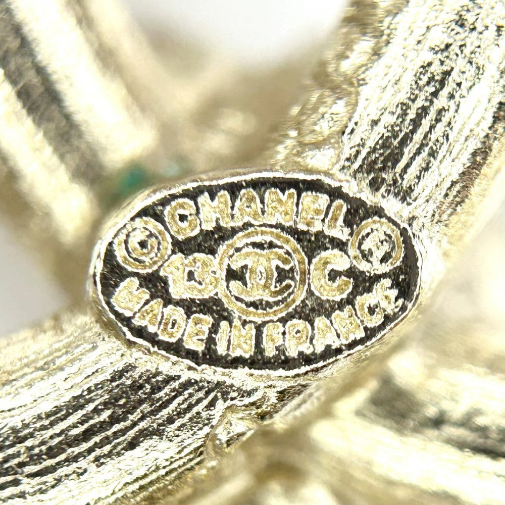 【開店SALE】 CHANEL シャネル ブローチ ココマーク　ココ アクセサリー フラワー GP ラインストーン フェイクパール 13C ゴールド レディース 約12.1g 2013年【中古品】