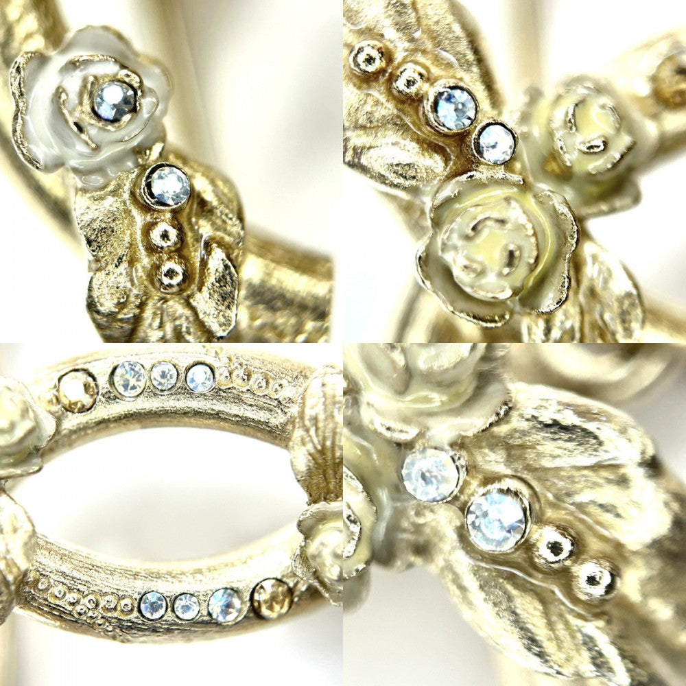 【開店SALE】 CHANEL シャネル ブローチ ココマーク　ココ アクセサリー フラワー GP ラインストーン フェイクパール 13C ゴールド レディース 約12.1g 2013年【中古品】