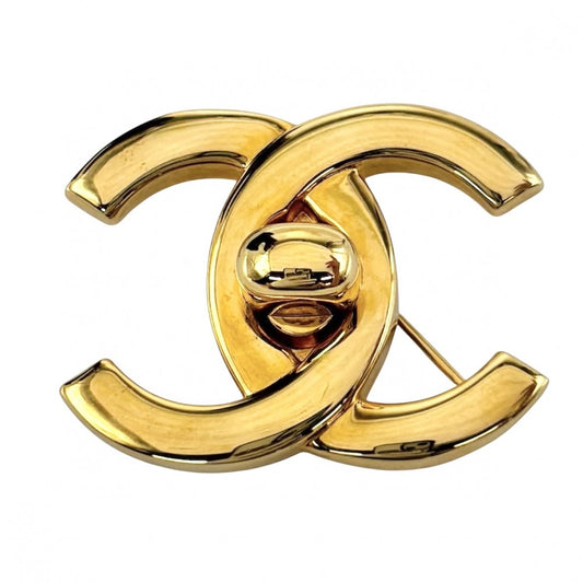 CHANEL シャネル ブローチ ココマーク ターンロックデザイン アクセサリー GP 96P ゴールド レディース 約16.1g 1996年【中古品】