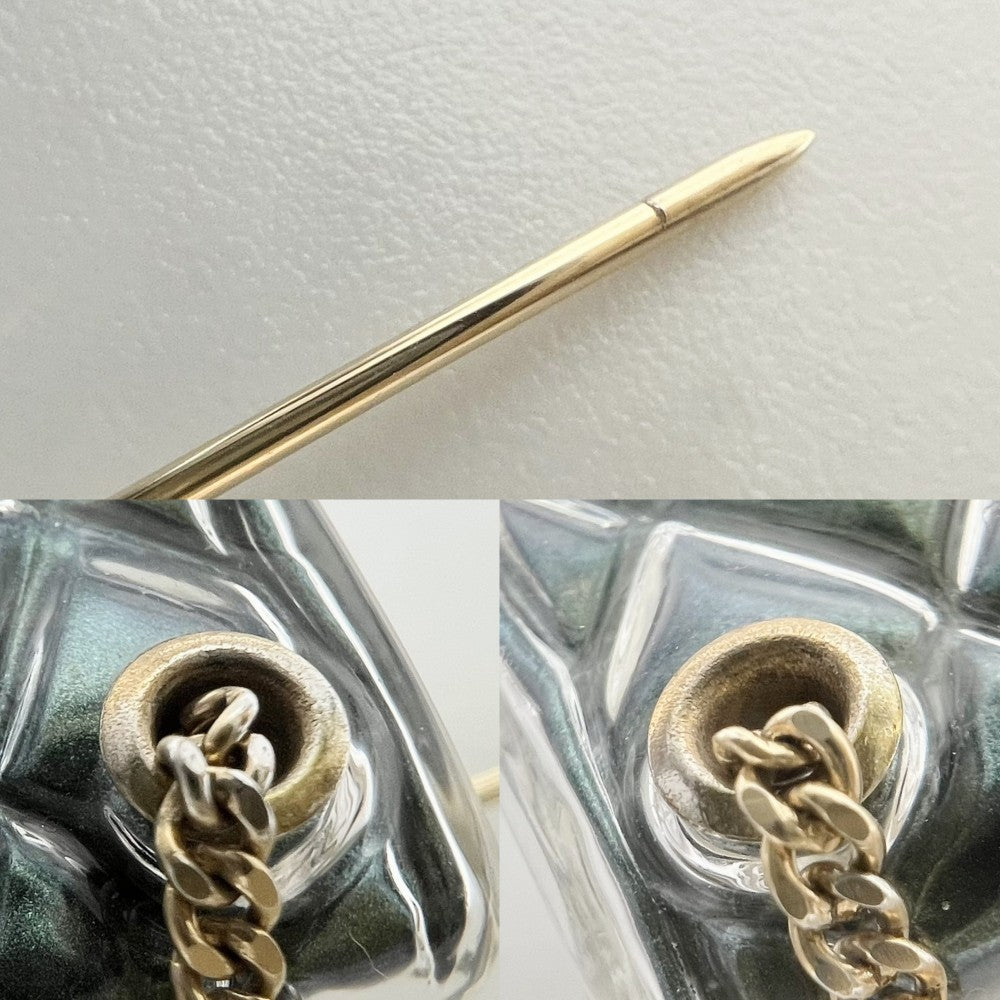 【開店SALE】 CHANEL シャネル ブローチ マトラッセ バッグモチーフ アクセサリー ココマーク A18B メタリックグリーン ゴールド レディース 約22.3g 2018年【中古品】