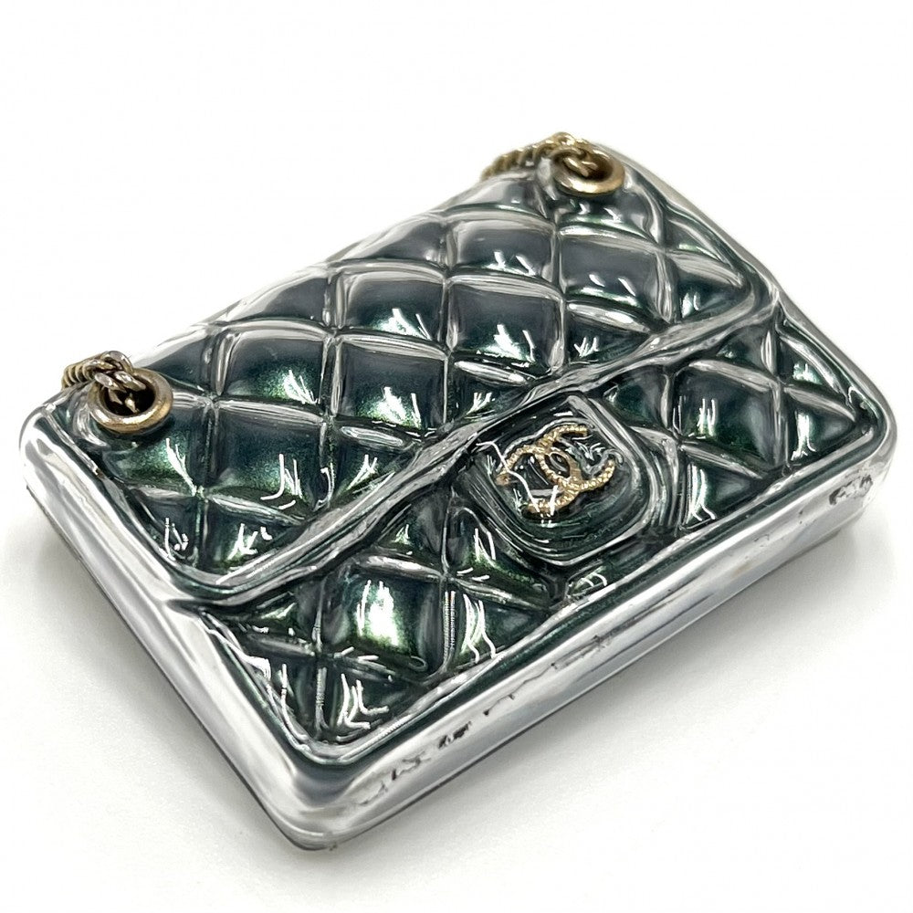 【開店SALE】 CHANEL シャネル ブローチ マトラッセ バッグモチーフ アクセサリー ココマーク A18B メタリックグリーン ゴールド レディース 約22.3g 2018年【中古品】