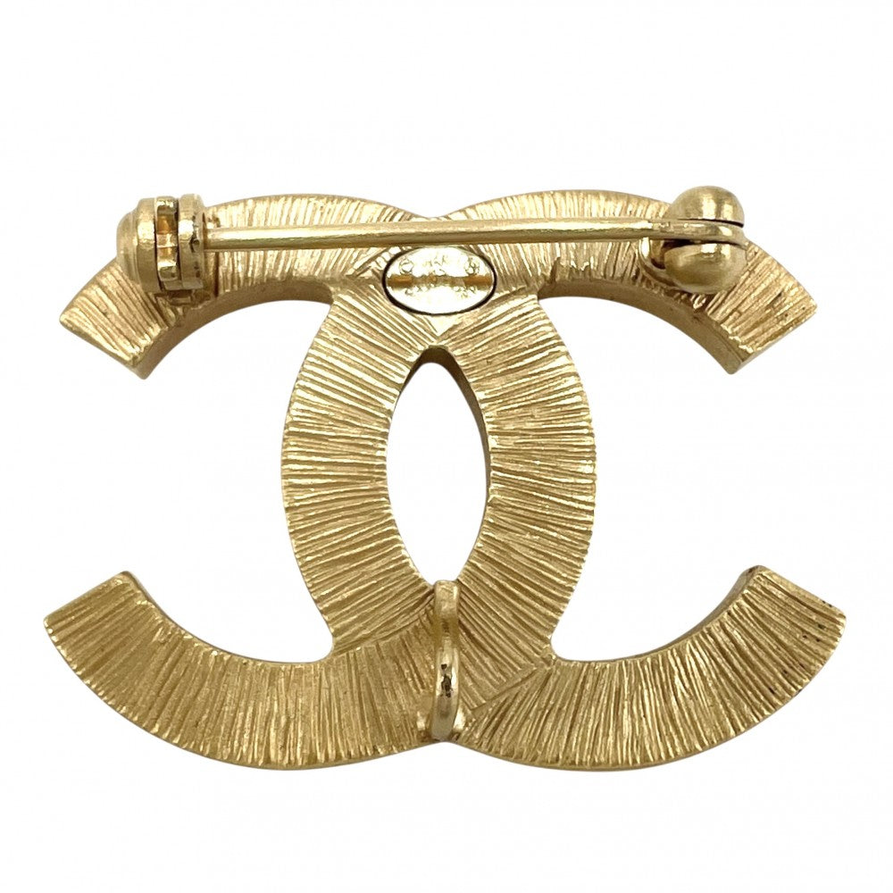 CHANEL シャネル ブローチ ココマーク アクセサリー GP ラインストーン フェイクパール 06A ゴールド レディース 約9.8g 2006年【中古品】