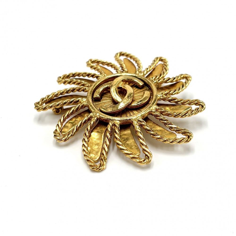 【開店SALE】 CHANEL シャネル ブローチ 太陽モチーフ ココマーク アクセサリー GP 94A ゴールド レディース 約25.3g 1994年【中古品】