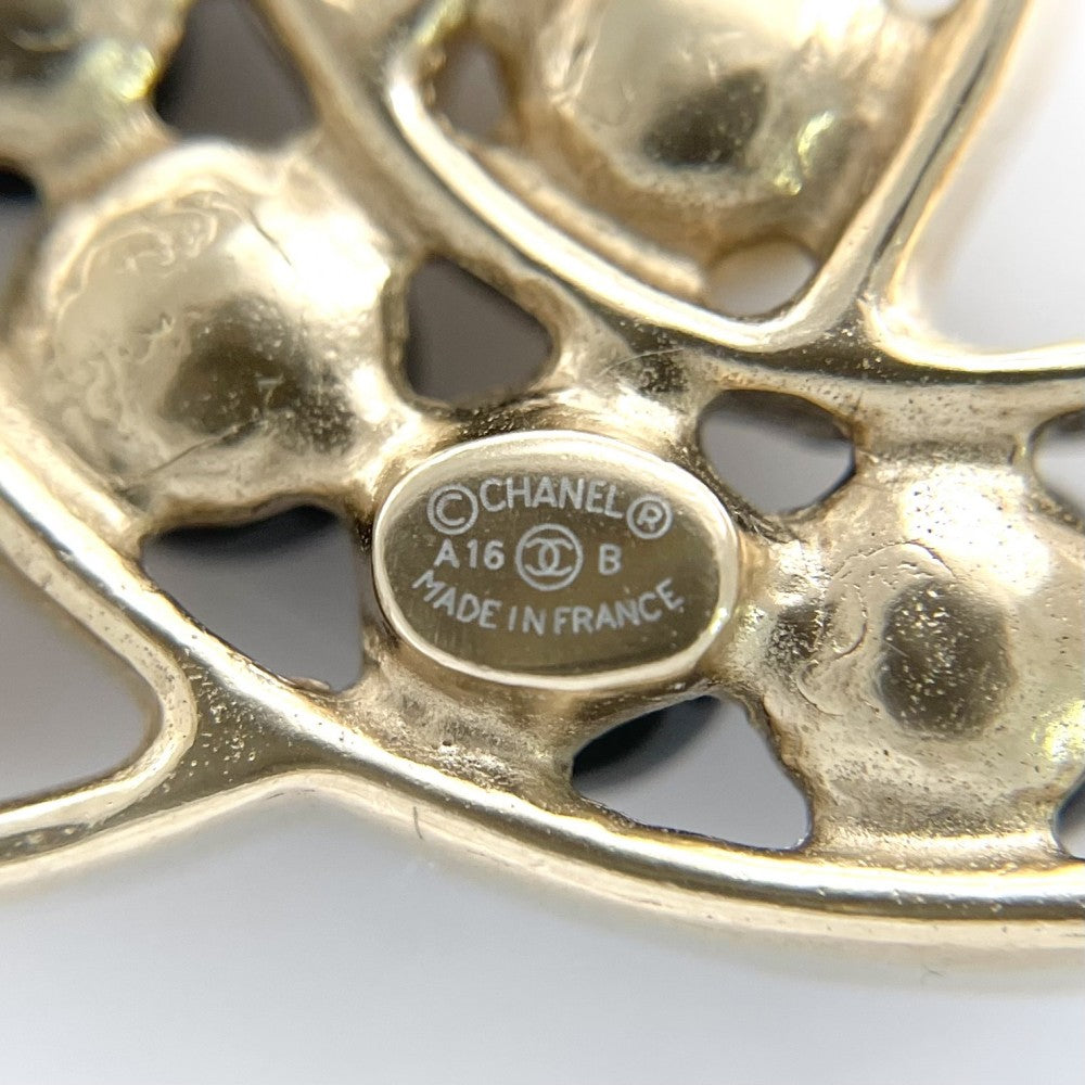 CHANEL シャネル ブローチ ココマーク アクセサリー GP フェイクパール A16B ホワイト 白 ブラック 黒 レディース 約27.3g 2016年【中古品】
