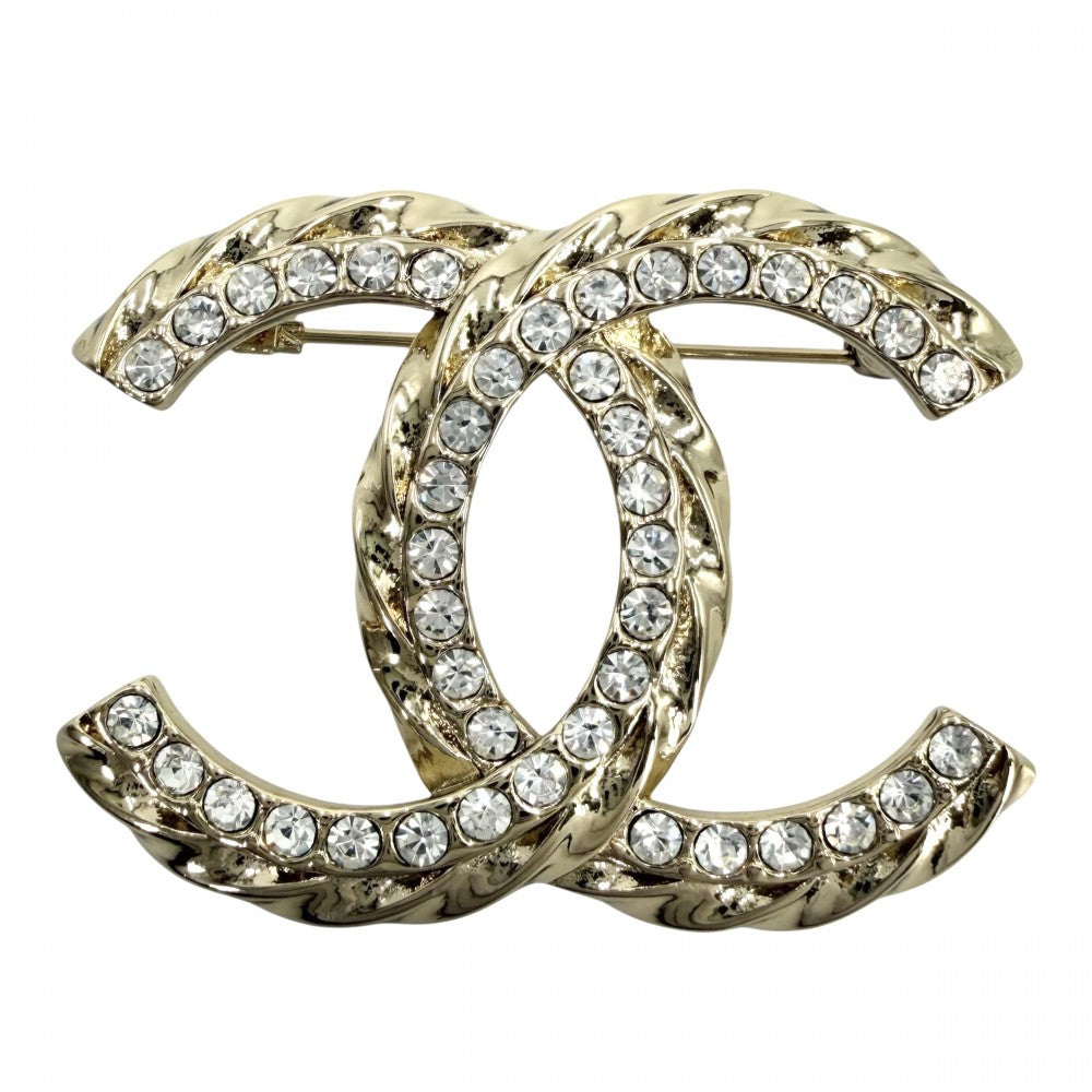 CHANEL シャネル ブローチ ココマーク アクセサリー GP ラインストーン B25C ゴールド レディース 約20.3g 2025年【中古品】