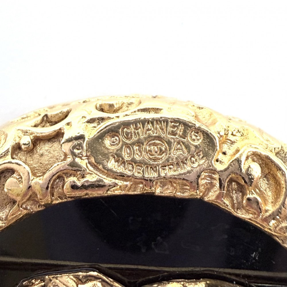 CHANEL シャネル ブローチ ココマーク 溶岩 マグマ アクセサリー ヴィンテージ GP 93A ゴールド ブラック 黒 レディース 約24.4g 1993年【中古品】