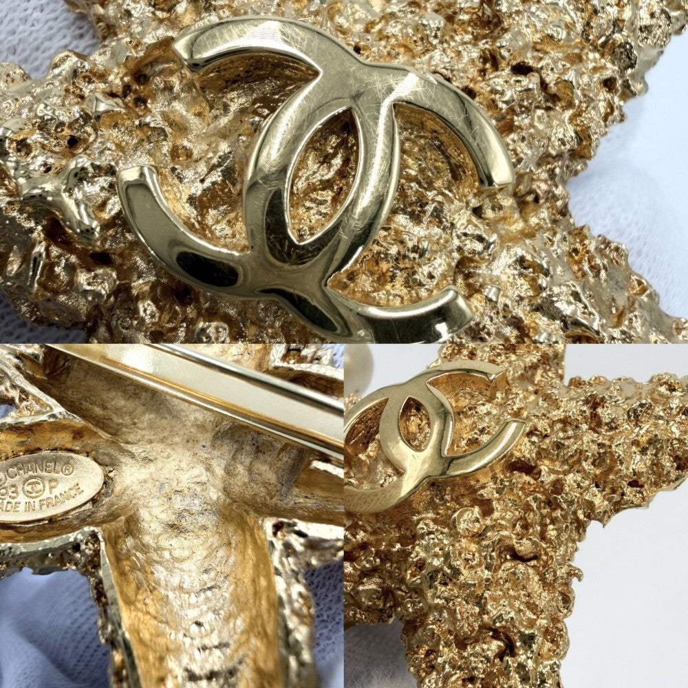 CHANEL シャネル ブローチ ヒトデモチーフ ココマーク アクセサリー ヴィンテージ 溶岩 マグマ GP フェイクパール 93P レディース 約47.0g 1993年【中古品】