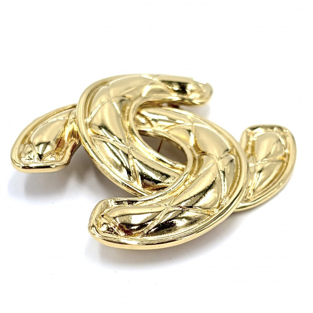 【開店SALE】 CHANEL シャネル ブローチ マトラッセ ココマーク アクセサリー ヴィンテージ GP ゴールド レディース 約35.2g【中古品】