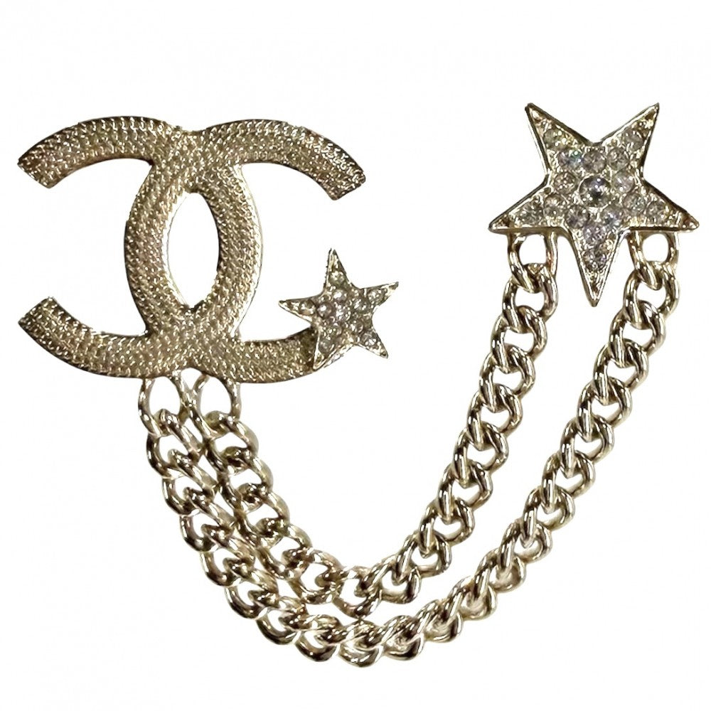 CHANEL シャネル ブローチ スター　星 ココマーク アクセサリー GP ラインストーン ABB532 B23B ゴールド レディース 約14.7g 2023年【中古品】