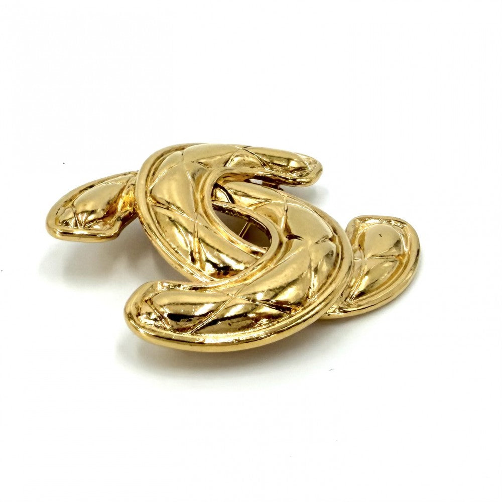 CHANEL シャネル ブローチ マトラッセ ココマーク ヴィンテージ アクセサリー GP ゴールド レディース 約34.0g【中古品】