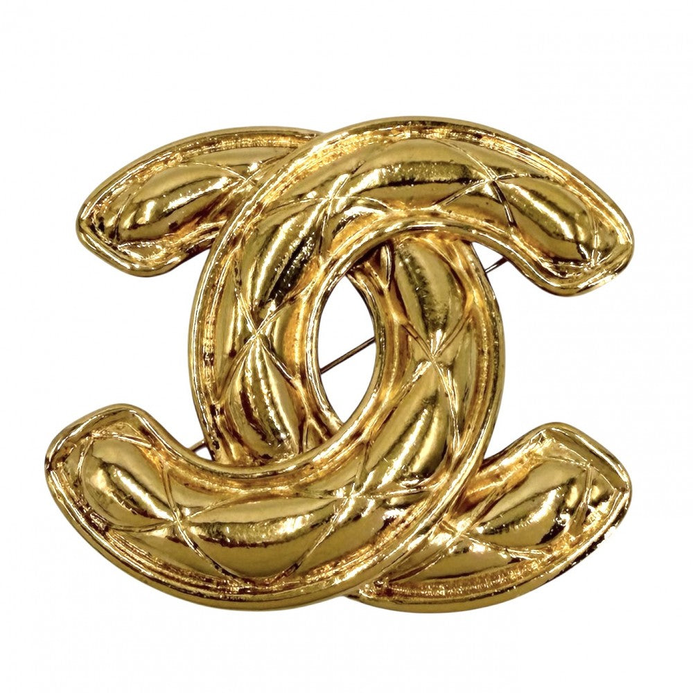 CHANEL シャネル ブローチ マトラッセ ココマーク ヴィンテージ アクセサリー GP ゴールド レディース 約34.0g【中古品】