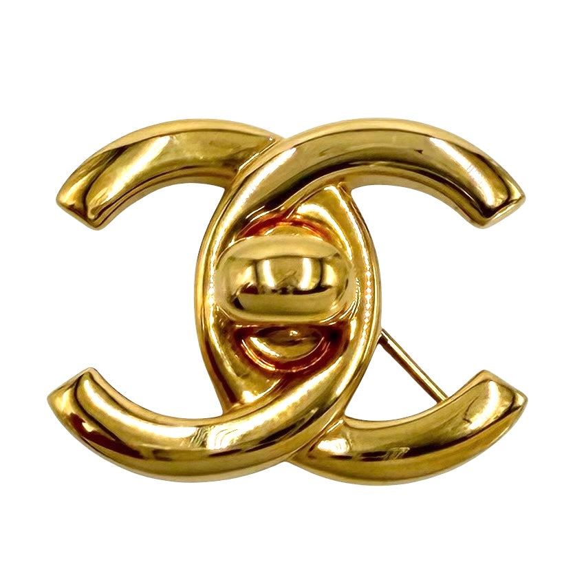 【開店SALE】 CHANEL シャネル ブローチ ココマーク ターンロックデザイン アクセサリー GP 97P ゴールド レディース 約11.7g 1997年【中古品】